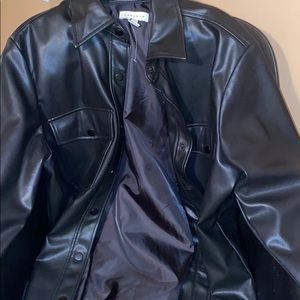 Topshop oversized leather shirt/jacket